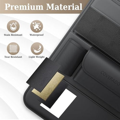 Coverado Car Backseat Organizer with Tablet Tray, Nappa Leather Organizer for Car Seat Back, Waterproof Car Seat Organizer with Touch Screen, Seat Protector Kick Mats for Kids - Image 4