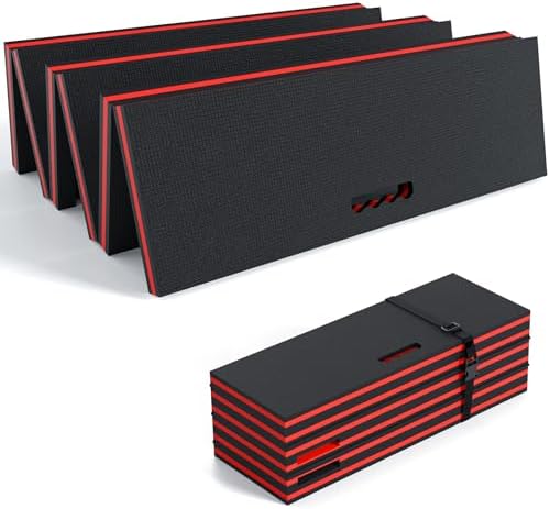 22.8" Wide Mechanic Mat Foldable EVA Kneeling Pad with Magnetic Tool Slots by SKYJDM