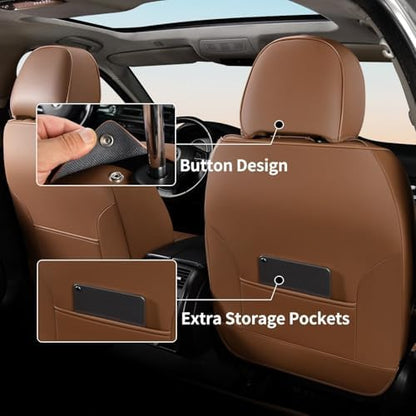 FLORICH Car Seat Covers Front Seats Only, Luxury Leather Seat Covers Universal Anti-Slip Driver Seat Cover, Automotive Vehicle Seat Covers fit for Trucks Vans SUVs Sedans (2 Packs, Light Coffee) - Image 4