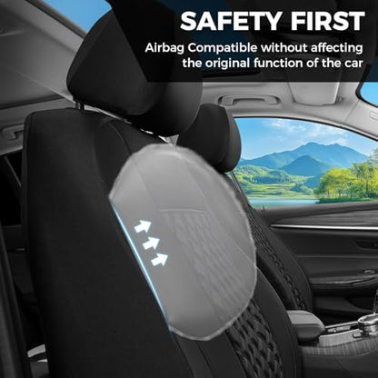 FLORICH Seat Covers, Front Seat Covers 2 PCs, Automotive Seat Cover for Cars, Luxury Leather Universal Seat Cover Accessories Fit for Most Cars SUV Truck Sedans(Black) - Image 6