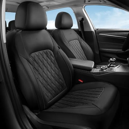Coverado Car Seat Cover, Car Seat Covers Front Seats, Waterproof Car Seat Covers, Car Seat Cushion, Front Seat Covers Faux Leather Driver Car Seat Protector Fit for Most Cars Trucks SUV, Black by COVERADOAUTO