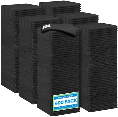 HOMEXCEL Black Microfiber Cleaning Cloth 400 Pack, 11.5 x 11.5 inch Bulk Shop Towels | Reusable Cleaning Rags for Cars, Kitchen, Window, Garage and House, Ultra Absorbent, Lint Free, Streak Free by HOMEXCEL