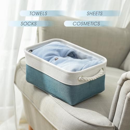 Organization and Storage Basket for Organizing - 12X8X5.2 inch 6 Pack Fabric Cube Storage Bin Collapsible Baskets for Shelves, Storage Box for Cloth Decorative room (White & Green) - Image 3