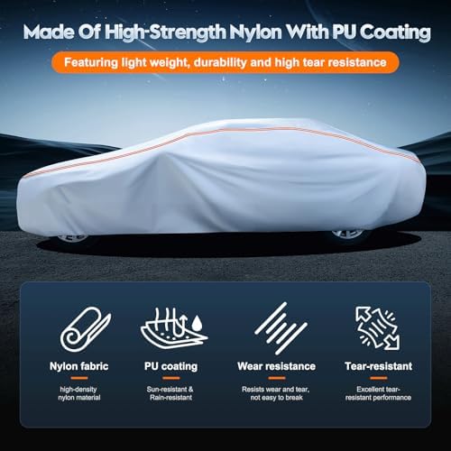 Car Cover Waterproof All Weather 5 S Quick Install Universal Fit Sedan/Coupe/Cabrio (5.Fit Sedan/Coupe/Cabrio Length 178-185 Inch) - Image 4