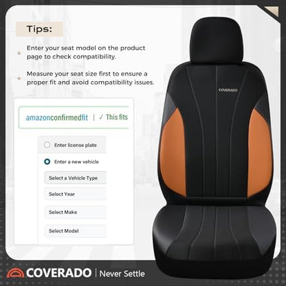 Coverado Seat Covers for Car, Automotive Car Seat Covers 5 Seats, Mesh Breathable Leather Seat Protectors, Brown Seat Covers Universal Fit for SUV, Truck, Vans, Sedan - Image 2