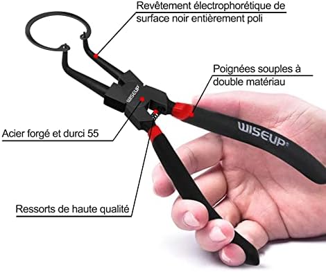 WISEUP Circlip Pliers 7 inch, Bent External Tips (Tip Diameter 1/20") Snap Ring Pliers Heavy Duty for C Clip Remover Retaining - Image 4