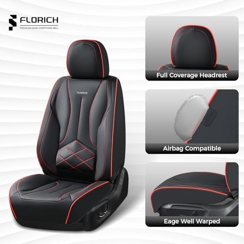 FLORICH Leather Car Seat Cover, Car Seat Covers Full Set, Waterproof Car Seat Protectors 5 Seats, Front and Rear Seat Covers for Cars, Automotive Seat Covers Protector Fit for Most Cars Trucks - Image 4