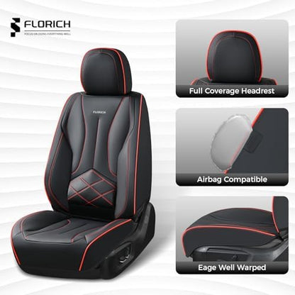 FLORICH Leather Car Seat Cover, Car Seat Covers Full Set, Waterproof Car Seat Protectors 5 Seats, Front and Rear Seat Covers for Cars, Automotive Seat Covers Protector Fit for Most Cars Trucks - Image 4