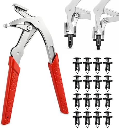 Car Clip Pliers & Trim Removal Tool, Spring-Loaded Fastener Rivet Remover for Auto Door Panels, Interior & Exterior Trim, Mechanic, Damage-Free Disassembly (Car Clip Pliers +20 PCS 8mm Rivets) by SDFRT