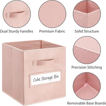 Storage Bins,13" Cube Storage Bin with Labels,10pcs,Pink - Image 2