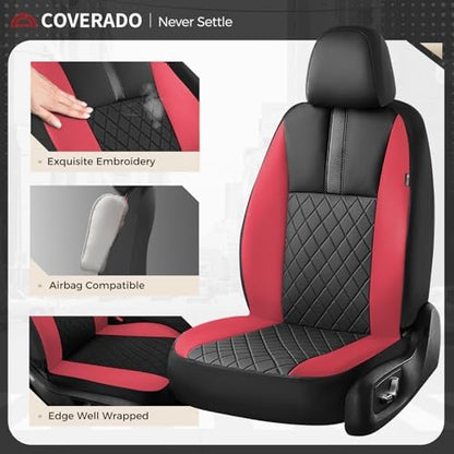Coverado Car Seat Covers Full Set, Automotive Leather Seat Covers for Car，Universal Fit Front Back Seat Cover, Non-Slip Waterproof Breathable Car Seat Protector - Image 3