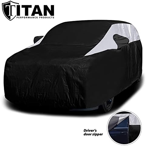 Titan Jet Black Poly 210T Car Cover for Large SUV 207-212" Waterproof, UV Protection, Scratch Resistant, Driver-Side Zippered Opening. Fits Escalade, Sequoia, Yukon and More. - Image 2
