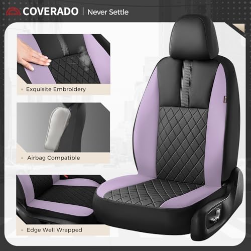 Coverado Car Seat Covers Full Set, Automotive Leather Seat Covers for Car，Universal Fit Front Back Seat Cover, Non-Slip Waterproof Breathable Car Seat Protector - Image 3