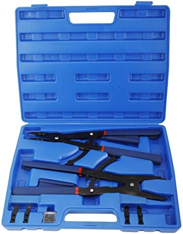 2 Pcs 16" Snap Ring External and Internal Pliers Set,Circlip Pliers with Straight and Angled Jaws (Straight, 45°, 90° Tips) Heavy Duty by BTSHUB