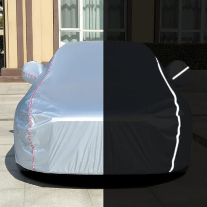 Tecoom Hard Shell Oxford Material Door Shape Zipper Design Waterproof UV-Proof Windproof Car Cover for All Weather Indoor Outdoor Fit 160-172 Inches Hatchback - Image 6