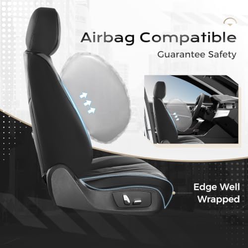 Coverado Car Seat Covers Full Set, Seat Covers for Cars, Front Seat Covers and Back Seat Cover Waterproof Leather Automotive Seat Cover, Universal Car Interior Protectors Cushion for Most Cars - Image 4
