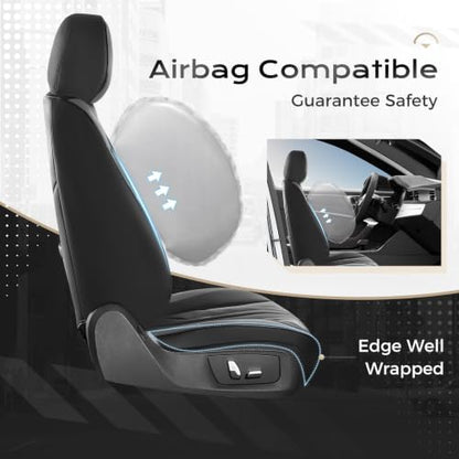 Coverado Car Seat Covers Full Set, Seat Covers for Cars, Front Seat Covers and Back Seat Cover Waterproof Leather Automotive Seat Cover, Universal Car Interior Protectors Cushion for Most Cars - Image 4