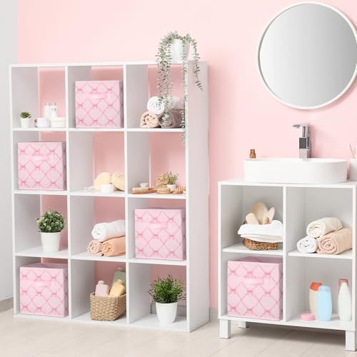 Geelin 6 Pcs Light Pink Bow Cube Storage Bins 11 Inch Storage Basket - Image 5