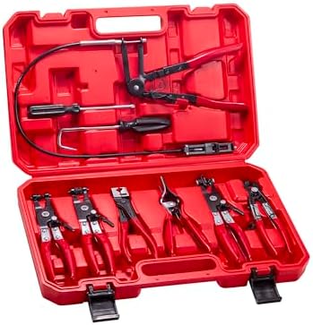 9-Piece Hose Clamp Pliers Set for Fuel Line Disconnect Tool & Water Hoses, Automotive Long Reach Hose Clamp Remover Kit with Flexible Wire Clic-R Type Swivel Jaw Flat Band Pliers by ZJPHANERsProductsfordaily