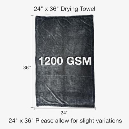 DRYZO Microfiber Towel for Drying Cars - 24"x36" Jumbo Size, 1200 GSM Ultra-Thick, Scratch-Free & Super Absorbent, Zero-Lint Cloth for Car, Truck & SUV Pro Detailing - Dries Entire Vehicle in One Pass - Image 2