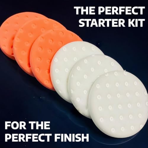 Smart Foam Pads Dual Action 5.5 inch Cut and Polish Combo (3-White, 3-Orange, 5.5 inch) | Perform 2-Step Compounding/Polishing Automotive Paint Correction Detail with Ease! - Image 4