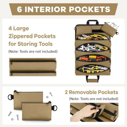 ANILD 13 Inch Regular Long Tool Bag Roll Up, Roll Up Tool Bag Organizer - Image 4