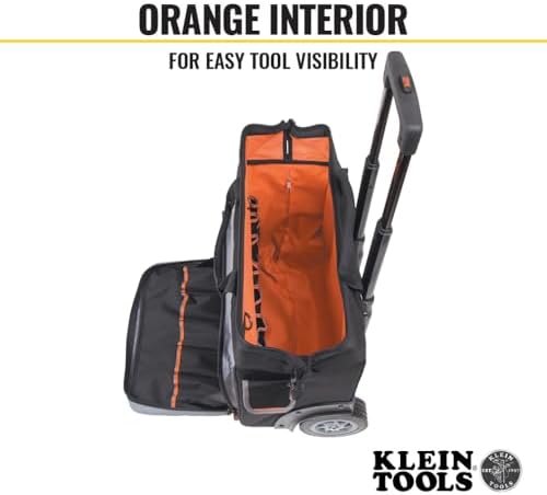 Klein Tools 55452RTB Tool Bag, Water Resistant Tool Storage Organizer Rolls on Rugged 6-Inch Wheels, 24 Pockets, Load Tested to 200-Pound - Image 4