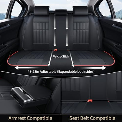 FLORICH Leather Seat Cover, Car Seat Covers Full Set, Waterproof Car Seat Protectors 5 Seats, Front and Rear Seat Covers for Cars, Automotive Seat Protector Fit for Most Cars Trucks - BlackRedLine - Image 4