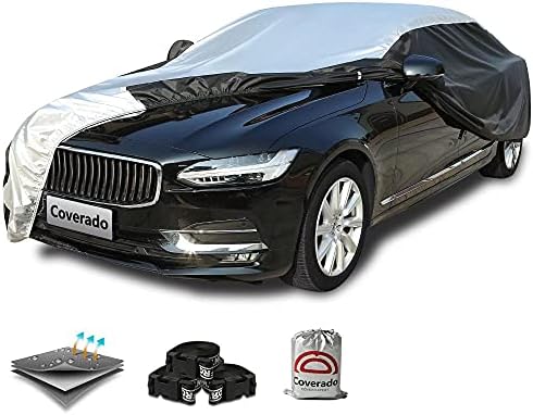 Coverado Car Cover Waterproof All Weather, Lightweight Outdoor Full Exterior Covers Sealed with PU Waterproof Tape, Sedan Car Cover Snow Wind UV Hail Protection Universal Fit for Sedan (191"-200") by COVERADOAUTO