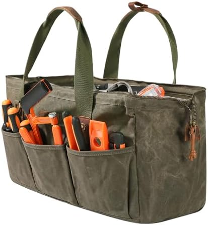 Heavy Duty 18-Inch Tool Bag for men, 12 Pockets, Large Zippered Tool Organizer, Portable Empty Toolbox for Mechanics, Electricians, DIY – Durable Soft Handle, Ideal Father’s Day or Birthday Gift - Image 4
