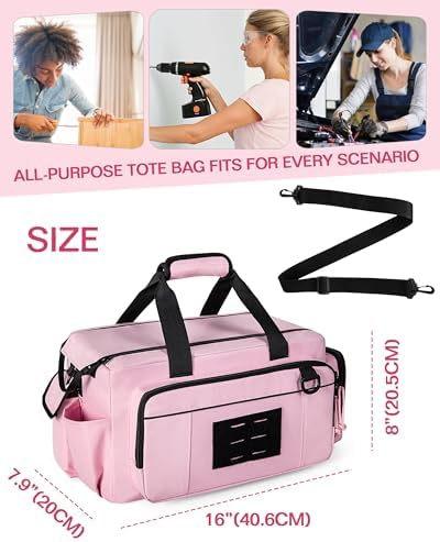 Pink Tool Bag for Women, 16 Inches Tool Storage Organizer Box - Image 6