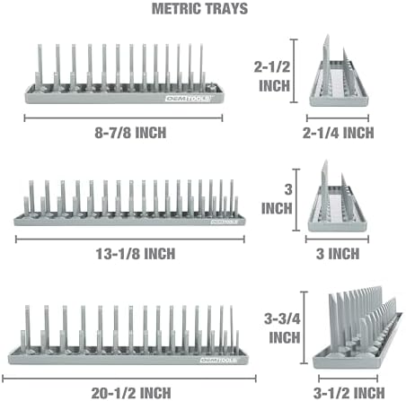 OEMTOOLS 22413 6-Pc SAE & Metric Socket Tray Set for Sizes 1/4", 3/8”, 1/2" - Image 5
