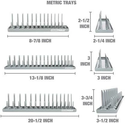 OEMTOOLS 22413 6-Pc SAE & Metric Socket Tray Set for Sizes 1/4", 3/8”, 1/2" - Image 5