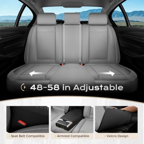 Coverado Car Seat Covers Full Set, Seat Covers for Cars, Front Seat Covers and Back Seat Cover Waterproof Leather Automotive Seat Cover, Universal Car Interior Protectors Cushion for Most Cars - Image 6