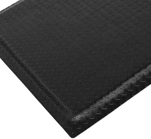 Nisorpa Anti Fatigue Mats Industrial 2' x 3' Ergonomic Standing Mat 15/16" Extra Thick Heavy Duty Commercial Diamond Plate Shop Floor Mat Support for Leg & Back Pain, Black by Nisorpa