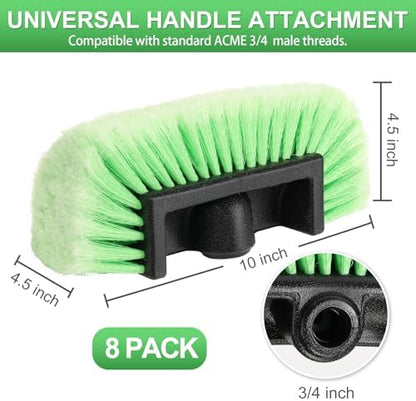 Vesici 8 Pcs Car Wash Brush Head with Soft Detailing Bristle Flow Thru Car Cleaning Brush Exterior Cars Wash Equipment for Auto Truck RV Boat Camper Washing, 10 Inch (Green) - Image 2