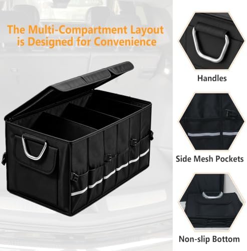 Trunk Organizer With Lid For SUV Car Trunk Foldable Oxford Storage - Image 3