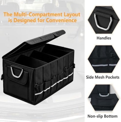 Trunk Organizer With Lid For SUV Car Trunk Foldable Oxford Storage - Image 3