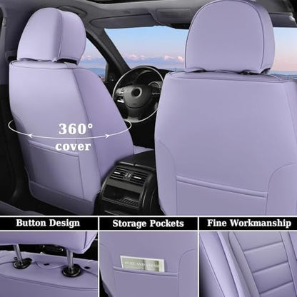 Coverado Car Seat Covers Front, Seat Covers for Cars, Waterproof Car Seat Cushions, 2-Pack Leather Carseat Seat Protectors, Universal Seat Covers Fit for Most Sedans SUV Pick-up Trucks(Purple) - Image 4