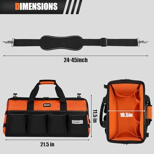 UUP Tool Bag ExtraLarge 20", Heavy Duty Spacious Tool Box Organizer, Orange - Image 2