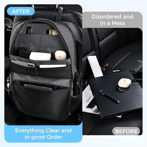 Coverado Backseat Car Organizer, Heavy-Duty Durable Dual-Way Use Car Back Seat Organizer Waterproof with Reinforced Pockets, Zipper Closure Design, Protect Valuables from Spills, Keeps Car Tidy - Image 6