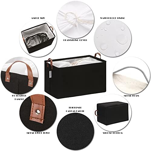 Hinwo 70L Extra Large Canvas Storage Bin with Lid and Handles - Image 4