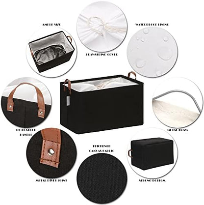 Hinwo 70L Extra Large Canvas Storage Bin with Lid and Handles - Image 4