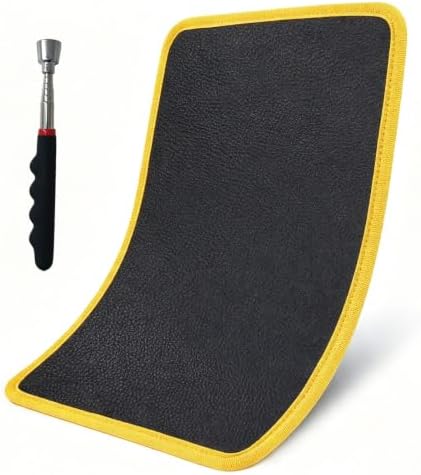 2‑Pack Magnetic Tool Mat Set, 55 LB Magnet with Telescoping Pickup Tool, PVC Layer Heavy‑Duty Parts Organizer for Mechanic for Garage Workshop Auto Repair (Yellow) by Unknown
