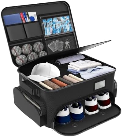WALMANN Golf Trunk Organizer – Large 2-Layer Storage Bag with Ventilated Shoe Compartments for 2 Pairs, Waterproof Foldable Golf Gear Organizer by WALMANN