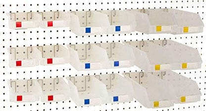 Pegboard Bins - Set of 18, Clear - Hooks to Any Peg Board - Organize Hardware, Accessories, Attachments, Workbench, Garage Storage, Craft Room, Tool Shed, Hobby Supplies, Small Parts… by RightArrange