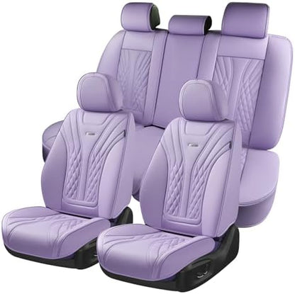 Coverado Car Seat Covers Full Set, Automotive Front and Rear Seat Covers with Backrest, Nappa Leather Car Seat Protectors Waterproof, Universal for Most Vehicles by COVERADOAUTO