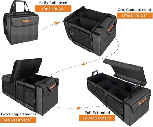 Large Trunk Organizer with Portable Leakproof Cooler Bag,Foldable Cover,Adjustable Securing Straps,Collapsible Trunk Organizer for Suv Car Truck Sedan (4-in-1 with Cooler) - Image 2