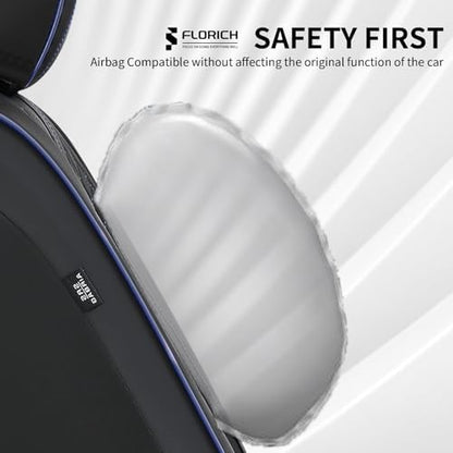 FLORICH Automotive Car Seat Covers Front Seat, Leather Car Seat Cover 2 Pack Waterproof Front Seat Covers Full Coverage Driver Seat Protector Universal Fit for Most Cars SUV Trucks, Black&Blue Line - Image 4