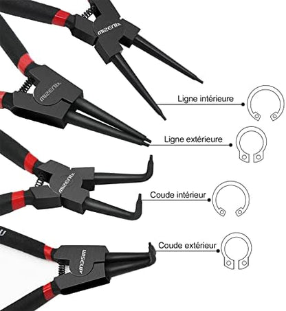 WISEUP Circlip Pliers 7 inch, Bent External Tips (Tip Diameter 1/20") Snap Ring Pliers Heavy Duty for C Clip Remover Retaining - Image 2
